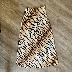 Tiger satin midi skirt